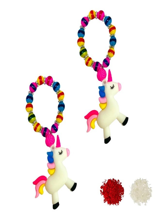 Sesonby Unicorn Rakhi Bracelate Wrist Band For Rakhi Diwali New Year Christmas Birthday Return Gift Festival Events Gifts For Kids Girls (Set 2) - Image 1